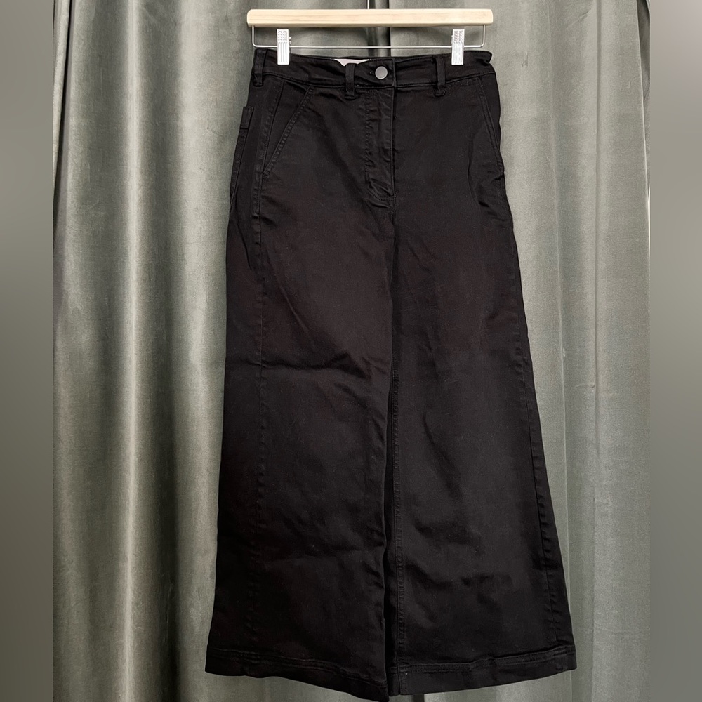 Everlane Wide Leg Crop Pant Black size 2 Regular